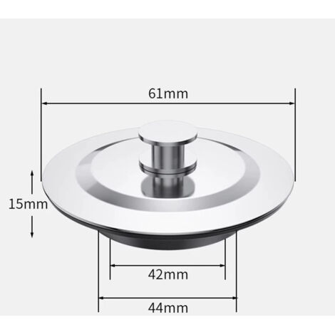 Bouchon Baignoire Universel Acier Inoxydable 42-44mm - Bonde Évier Cuisine Salle De Bain