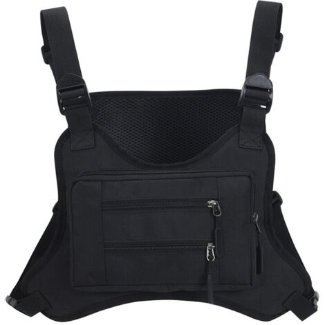 Linghhang – Sac à outils noir résistant à l\'abrasion – Compartiment principal modulable – Poche frontale zippée – Bretelles réglables (1/5)