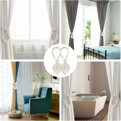 XFSRG 4 Pièces Embrasses Rideaux Anneaux Bois Avec Pompons