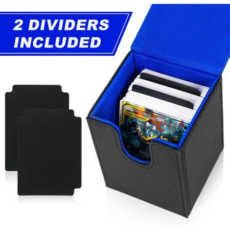Deck Box,Boîte de Rangement pour Carte Magic Commander Compatible avec Yugioh MTG TCG Cartes,étui magnétique en cuir PU Jusqu'à 100+ double manchette Cartes,2 compartiments 1 toploader,Noir Vert