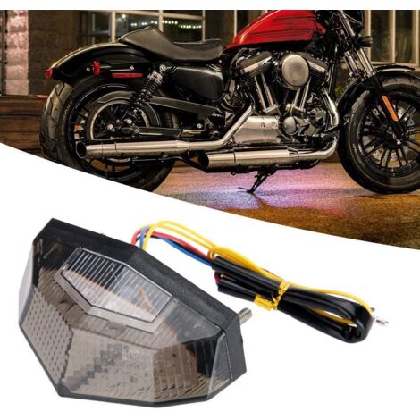EBTOOLS Feu Arrière LED Moto Avec Clignotant Et Frein - Éclairage Plaque Immatriculation Universel 12V