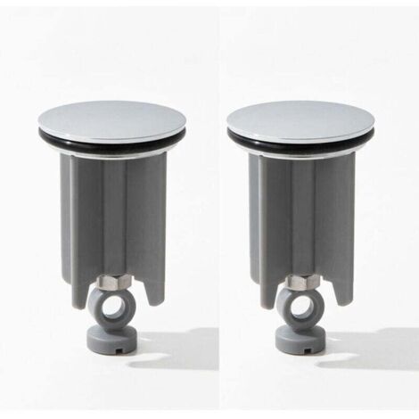 (Gris)Lot de 2 bouchons de lavabo escamotables de 40 mm, réglables en hauteur, pour salle de bain, remplacement, chromés, antirouille, pour cuisines et salles de bain (1/5)