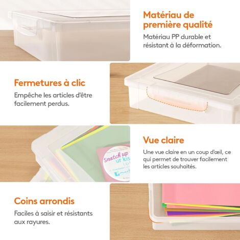 Lot De 8 Boîtes De Rangement Transparentes A4 Avec Couvercles Verrouillables – Organiseurs Plastique Multi-tailles Pour Documents, Photos, Bureau Et Voyage