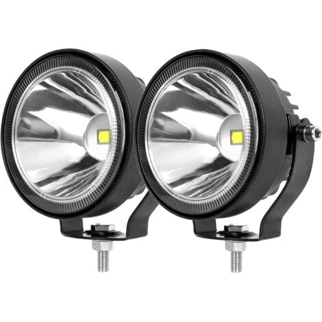 2 Feux De Travail LED Ronds 4 Pouces - Spot Et Brouillard 12V Pour 4x4, SUV, Camion