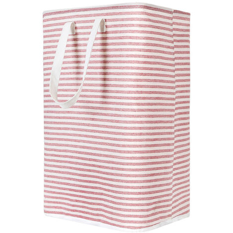 Panier à linge pliable rouge de 72 litres, 40x30x60cm, tissu imperméable,Panier à linge sale pliable en tissu rayé (1/5)