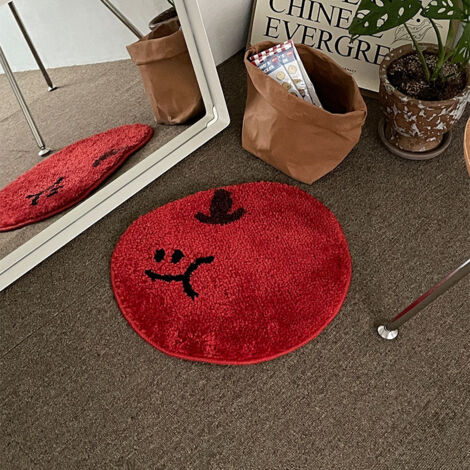 Tapis de salle de bain rouge – Tapis antidérapant en forme de pomme, tapis de sol absorbant en microfibre lavable (1/4)