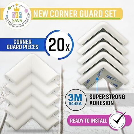 DEASANA 20 Protections Coins Table - Coussinets Bébé Adhésif 3M Certifiés (Blanc Noir Marron)