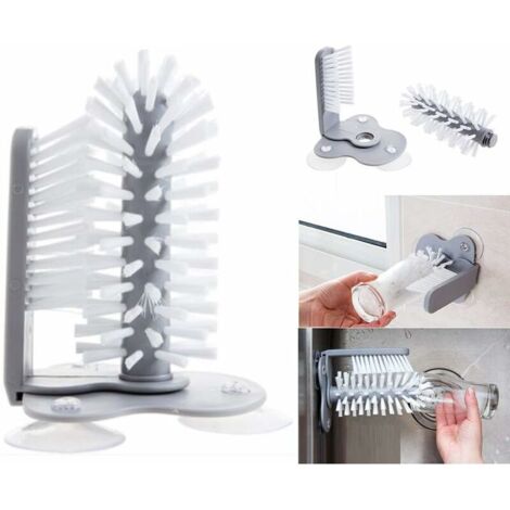 Brosse à laver le verre Brosse à vaisselle Lave-verre Brosses à laver le verre Ensemble de brosses à tube en nylon Brosse en verre Brosse à vaisselle Brosse à tube de lait Brosse à bouteille Br (1/5)
