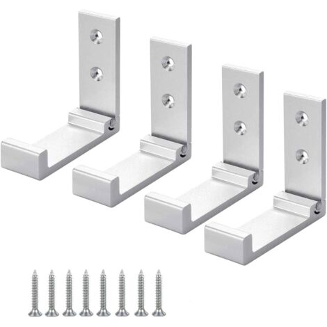 4 Pièces (Argent) Crochet de Suspension Mural en Alliage D'aluminium Patères Pliables à 90 ° avec vis pour Armoire de Porte Murale Cuisine Salle de Bain Bureau Mural Vestiaire Salle de Bain (1/5)