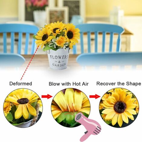 Décoration Murale Tournesol En Métal 3D 30x14.6 Cm | Peinte à La Main, Couleur Jaune Vintage | Pour Intérieur Et Extérieur - 5