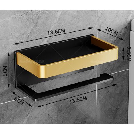 Newaner Porte-Papier Toilette Support Mural Aluminium - Perforé/Non Perforé Avec Étagères - Noir