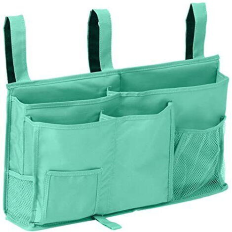 1 Sac de rangement pour lit superposé(Vert Clair), sac de rangement pour lit suspendu, 8 poches, pour lit de chambre d'étudiant, lit d'hôpital, barreaux de lit pour bébé, 600D Oxford Cloth (1/5)
