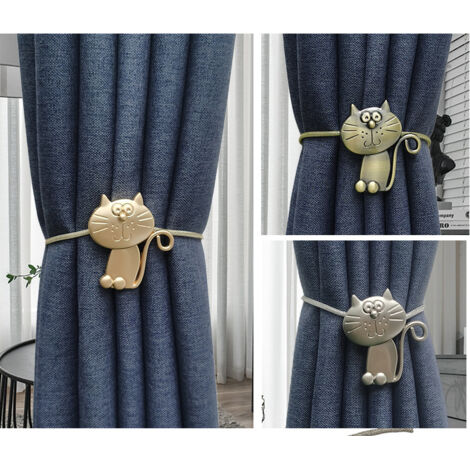 Attaches Rideaux Réglables - Lot De 4, Coton/chanvre, Avec Boucle Fleur Métal - Pour Salon, Chambre
