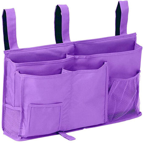 1 Sac de rangement pour lit superposé(Violet), sac de rangement pour lit suspendu, 8 poches, pour lit de chambre d'étudiant, lit d'hôpital, barreaux de lit pour bébé, 600D Oxford Cloth (1/5)