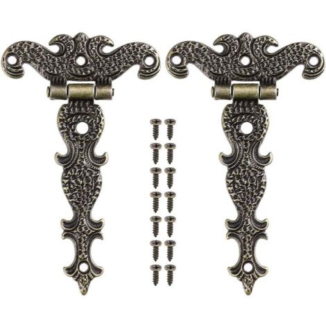 2 x Charnières en Bronze Rétro Charnière Meubles en Alliage de Zinc avec Vis pour Boîtes à Bijoux Portes Placards (1/5)