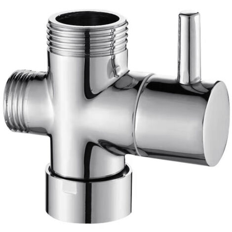 Valve 3 voies en laiton massif G1/2" Douchette Composants de Douche Raccord universels, Chrome DSF007 (1/5)