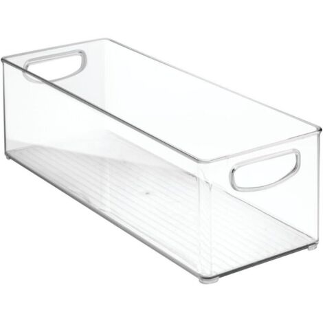 Cabinet/Kitchen boîte de rangement, extra-grand bac pour réfrigérateur en plastique, longue boîte, transparent, 41cm x 15 cm x 12.5 cm (1/5)