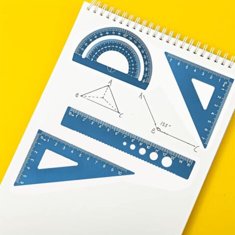 (Bleu)Regle equerre rapporteur, Equerre ecole, avec étui de rangement ...