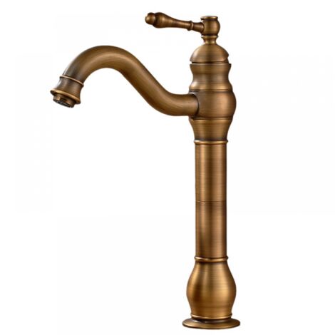 Robinet d'évier de salle de bains en laiton Antique, robinet mitigeur à poignée unique, pivotant à 360 degrés, robinet de lavabo de salle de bains (1/5)