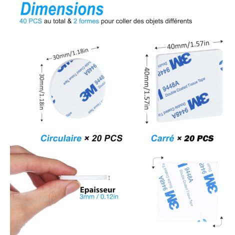 Lot De 15 Rubans Adhésifs 3M Double Face Pour Dashcam - 44x34 Mm, Résistance à 120°C, Ultra Fort - 4