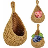 Paniers Muraux En Corde Tissés Main – Pour Légumes, Fruits, Rangement, Plusieurs Tailles (ex: D 21x21 Cm)