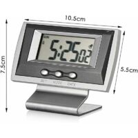 Reheyre Horloge De Tableau De Bord De Voiture, Horloge électronique Autocollante, Mini écran LCD, Grand écran, Tableau De Bord, Horloge Numérique Pour Voiture, Rectangulaire, Ultra Mince, Horloge De