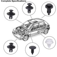 Kit De 180 Vis, écrous Et Clips Pour Voiture - Rivets Plastique, Clips Pare-chocs, Outil De Dépose Inclus