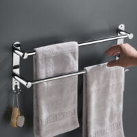 Barre Porte-Serviettes Double En Acier Inoxydable 50,8 Cm - Fixation Murale Avec Vis - Pour Salle De Bain