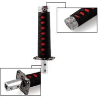 Pommeau Levier Vitesse Style Katana Japonais - Universel Avec Adaptateurs - Noir & Rouge
