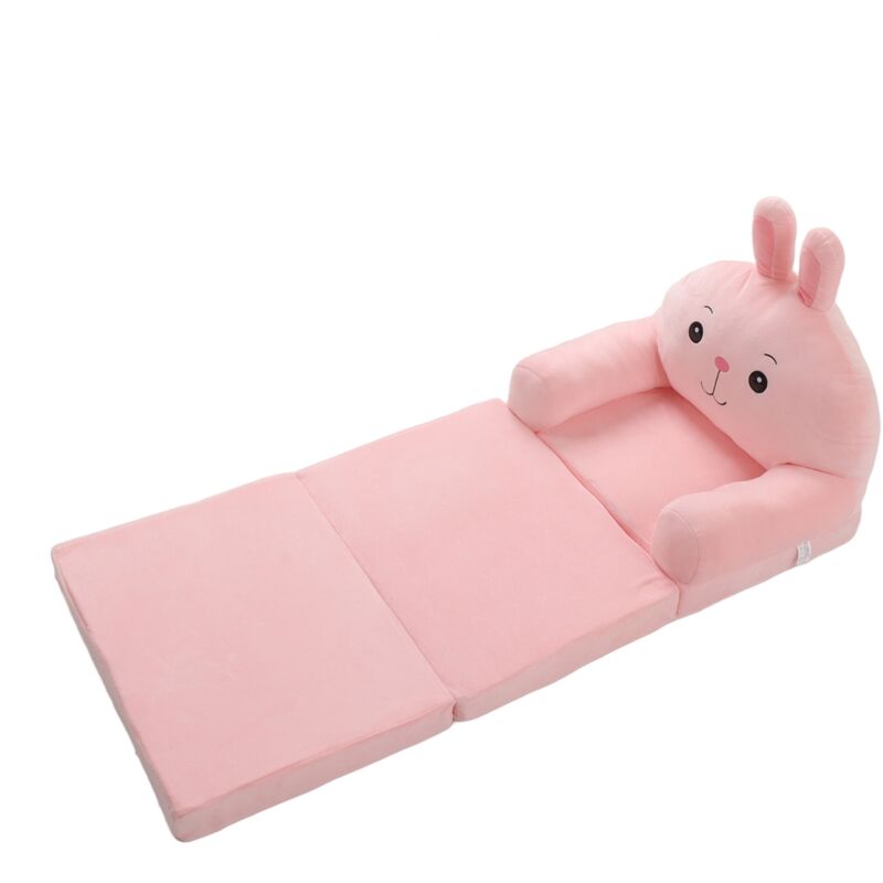Petit Canapé Pliable Enfant Mumusuki - 2 En 1 (siège Et Lit) - Peluche Douce, Thème Princesse - Rose