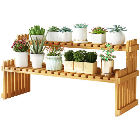 Eosnow Plateau de Table en bambou pour plantes, étagère à fleurs, pour intérieur et extérieur, maison, Patio, pelouse, jardin, balcon, grand 60cm/23,62 pouces (1/5)