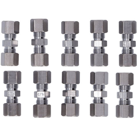 Eosnow Connecteur de ligne de frein en cuivre chromé, raccord de tuyau de frein pour Tube de 4.75mm de diamètre, 10 pièces