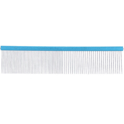 Eosnow Peigne en acier pour animaux de compagnie, 2 densités différentes, antistatique, avec extrémités arrondies, pour poils longs et courts, bleu, 22 cm/8,7 po (1/5)
