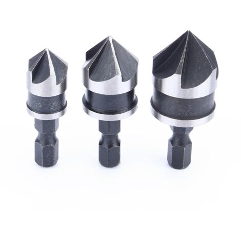 Eosnow Jeu d'alésages à fraise hexagonale de 1/4 pouces, 12/16/19mm, pour bois et métal, embout à changement rapide, 3 pièces