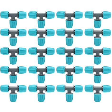 Eosnow – Lot de 20 té tuyau connecteur 16mm en PE – Raccord rapide pour irrigation – Dimensions 9.3x6 cm – Résistant à l'usure et à la corrosion