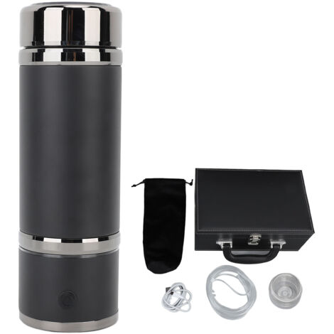 Bouteille d'eau à hydrogène 420 ml Technologie PEM SPE Générateur d'eau riche en hydrogène portable Tasse isolée pour la famille et le fitness Noir (1/5)