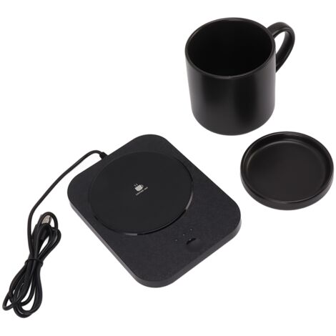 Eosnow Chauffe tasse,Tasse à café chauffante électrique, 55℃ chaud constant, alimentation USB, avec tasse en céramique, pour le bureau, 5V,Noir (1/5)