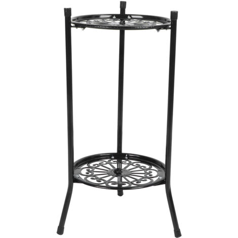 Eosnow Support de plante en métal à 2 niveaux support de pot de fleur présentoir décoration de la maison accessoires de jardinnoir (1/8)