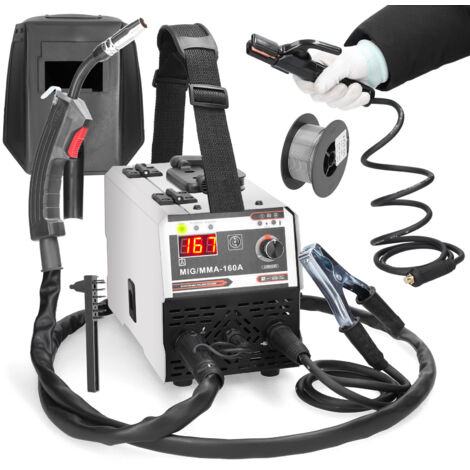Eosnow Machine à souder sans gaz 120 A, machine à souder MIG + MMA 2 en 1, adaptée pour l'acier à faible teneur en carbone, l'acier au carbone moyen et l'acier allié, prise UE 220 V