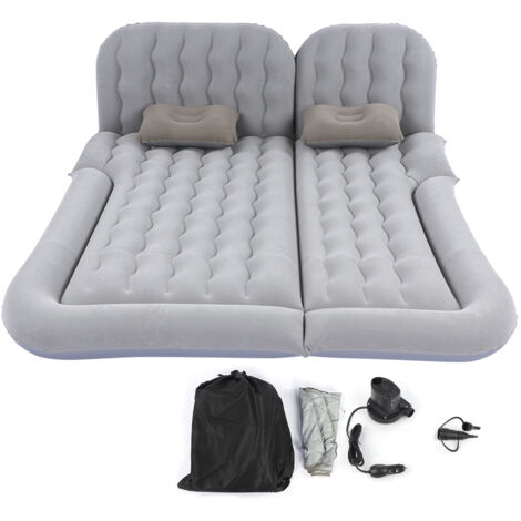 Eosnow Matelas de voyage gonflable multifonction 2 en 1, coussin de repos doux en PVC floqué pour voiture SUVGray (1/5)