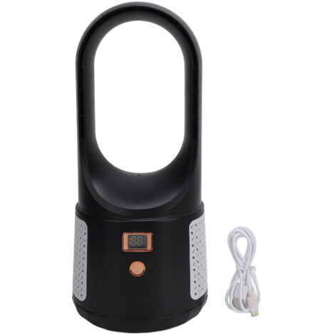 Eosnow Ventilateur de bureau USB, 6 vitesses, silencieux, Portable, sans lame, avec affichage de puissance, pour la maison, la chambre à coucher, le bureau, noir (1/5)