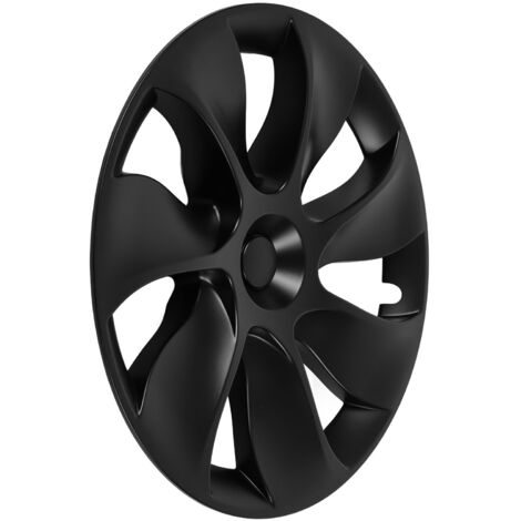 Eosnow Lot de 4 cache-moyeux de roue 19 pouces, noir mat, protection de jante entièrement enveloppée, haute résistance, remplacement pour Tesla Model Y 2020 à 2023, symétrique (1/5)