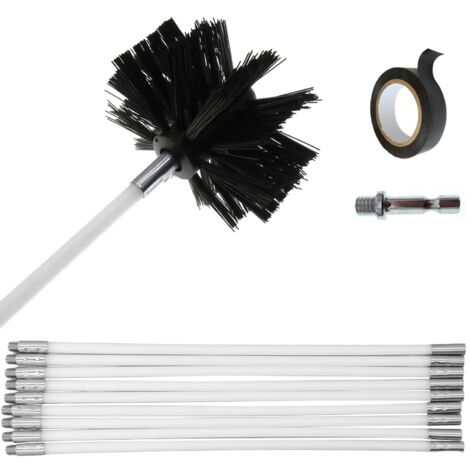Brosse de ramonage,12 brosses de nettoyage pour paroi interne de conduits de cheminée,pour conduits de sécheuse,tige de 16 pouces (1/5)