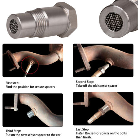 Eosnow Adaptateur de protection pour capteur d'oxygène O2 M18 x 1,5 pour voiture, éliminateur de lumière de moteur en acier inoxydable, avec filtre