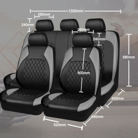 Eosnow Housses de siège auto universelles en cuir PU, ensemble complet de 9 pièces, accessoires d'intérieur pour SUV (1/5)