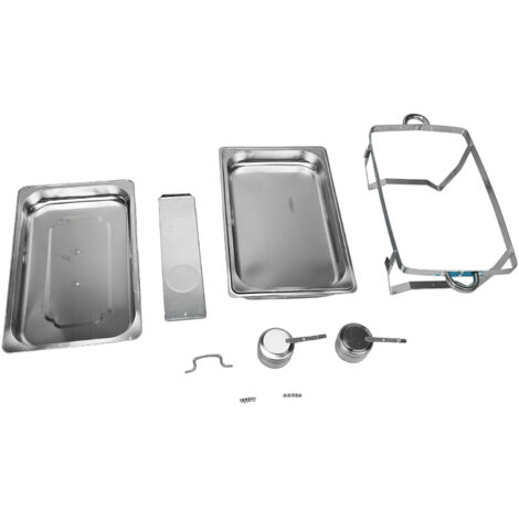 Eosnow Ensemble de plats à réchaud rectangulaires en acier inoxydable avec couvercle et support stable pour restaurant et maison (1/5)