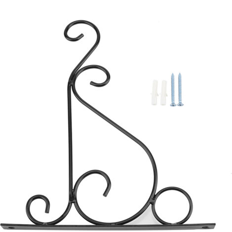 Eosnow Support mural en fer pour plantes, crochet pour fleurs, décoration de jardin, maison, 25 x 21 cm (noir) (1/5)