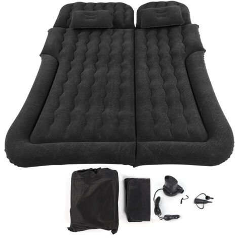 Eosnow Matelas de voyage gonflable multifonction 2 en 1, coussin de repos doux en PVC floqué pour voiture SUV noir (1/5)