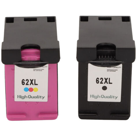 Eosnow 2 pièces cartouches d'encre 62XL couleur noire cartouches d'impression remplacement pour HP pour OfficeJet 200 258 5540 5542 5640 7640 imprimante (1/5)