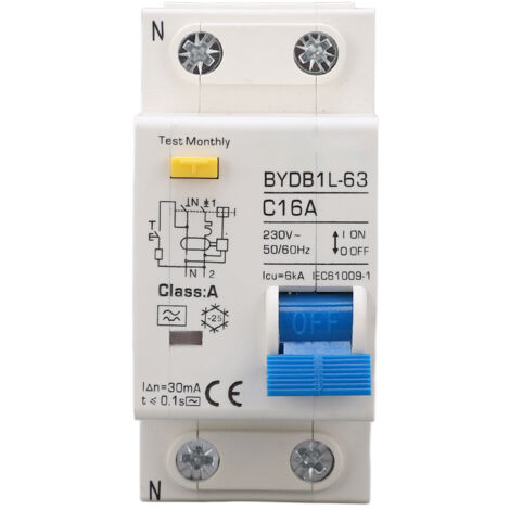Eosnow Interrupteur de protection contre les fuites de type A, disjoncteur différentiel unipolaire 16 A, 30 mA, 230 V (1/5)
